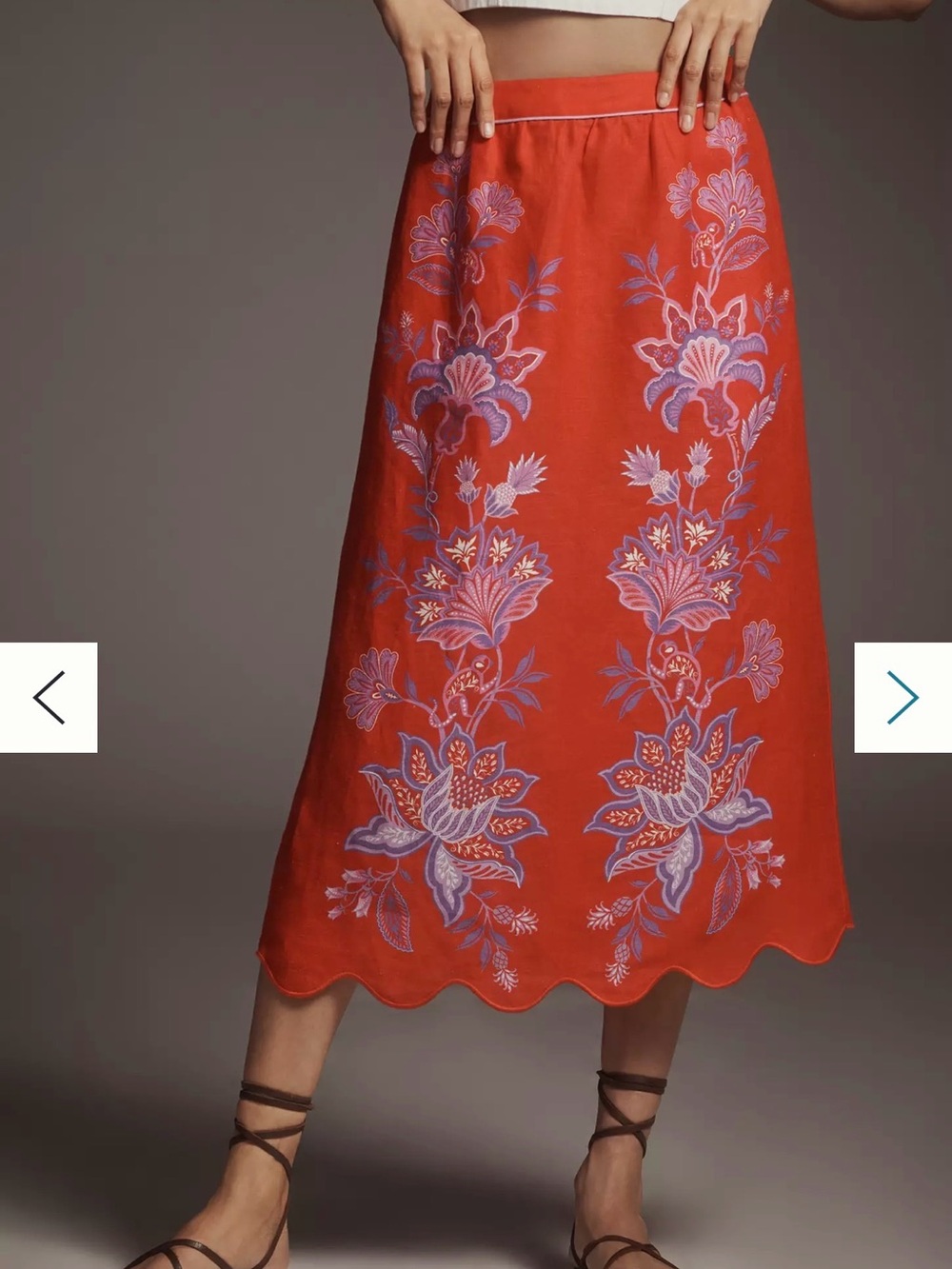 Farm Rio Porcelain Garden Linen Midi Skirt - Picture 2 of 7